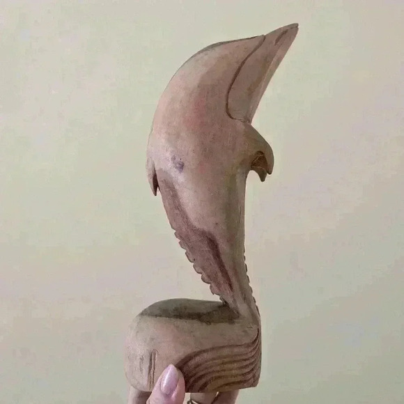 Vintage 1970s wooden dolphin  statue - Picture 3 of 9